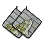 Caroline'S Treasures Fish Bass Small Mouth Pair Of Pot Holders 8493Pthd, 7.5Hx7.5W, Multicolor