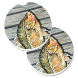 Caroline'S Treasures Croppie Fish On Pier Set Of 2 Cup Holder Car Coasters 8498Carc, 2.56, Multicolor