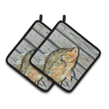 Caroline'S Treasures Croppie Fish On Pier Pair Of Pot Holders 8498Pthd, 7.5Hx7.5W, Multicolor