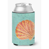 Scallop Shell On Teal Can Or Bottle Beverage Insulator Hugger