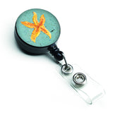 Caroline'S Treasures Starfish On Teal Retractable Badge Reel, Multicolor (8527Br)
