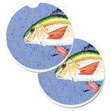 Caroline'S Treasures Rainbow Trout On Blue Set Of 2 Cup Holder Car Coasters 8534Carc, 2.56, Multicolor