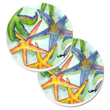 Caroline'S Treasures Starfish Set Of 2 Cup Holder Car Coasters 8542Carc, 2.56, Multicolor