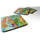 Caroline'S Treasures 8546Fc Seahorse Foam Coasters (Set Of 4), 3.5 H X 3.5 W, Multicolor