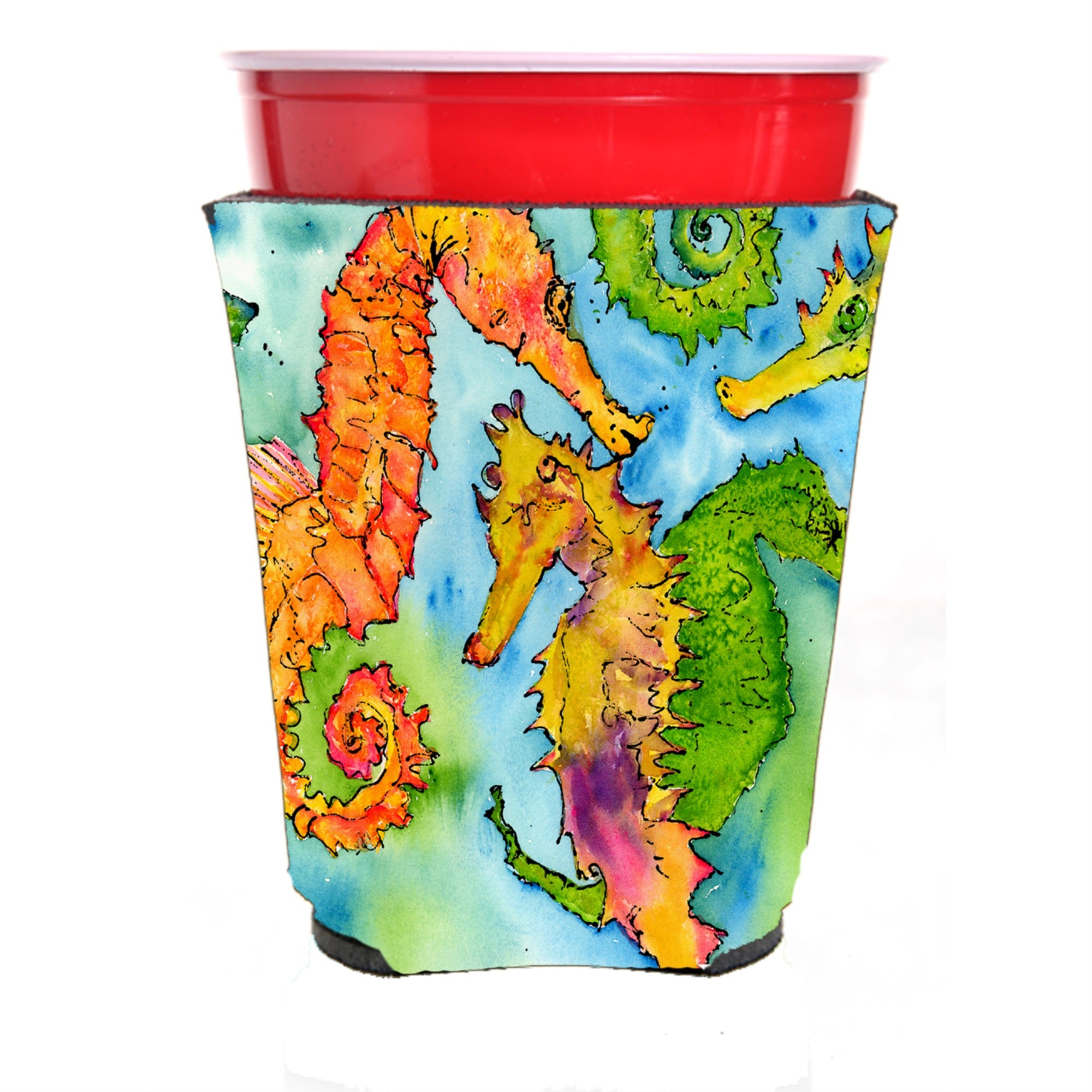 Seahorse Red Solo Cup Beverage Insulator Hugger