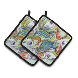 Caroline'S Treasures Crab Pair Of Pot Holders 8547Pthd, 7.5Hx7.5W, Multicolor