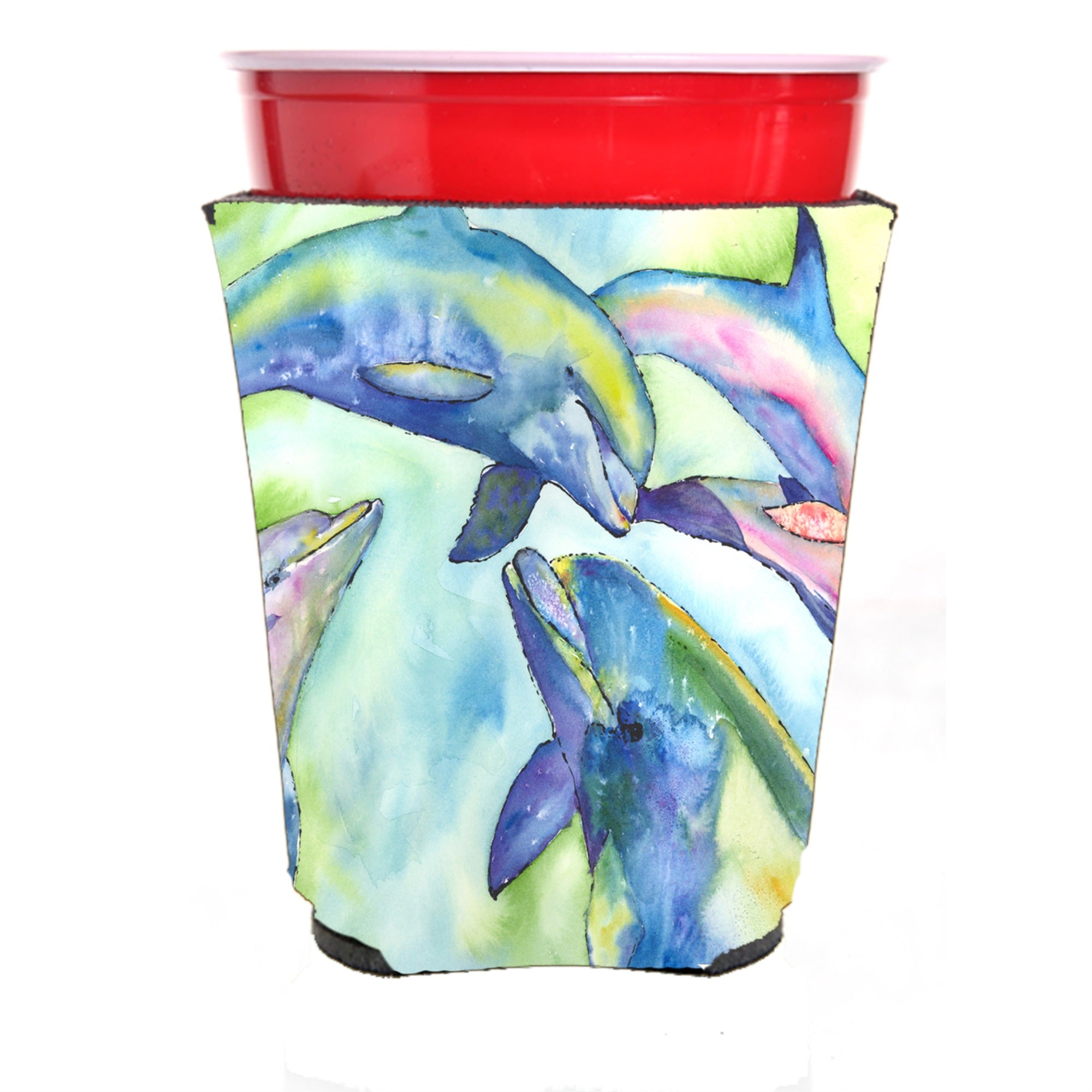 Dolphin Red Solo Cup Beverage Insulator Hugger