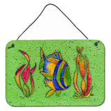 Caroline'S Treasures 8568Ds812 Tropical Fish On Green Aluminum Metal Wall Or Door Hanging Prints, 8 X 12