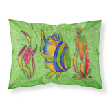Caroline'S Treasures 8568Pillowcase Tropical Fish On Green Moisture Wicking Fabric Standard Pillowcase, Large, Multicolor
