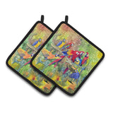 Caroline'S Treasures Parrots Galore Pair Of Pot Holders 8600-2Pthd, 7.5Hx7.5W, Multicolor
