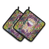 Caroline'S Treasures Wine Pair Of Pot Holders 8616Pthd, 7.5Hx7.5W, Multicolor