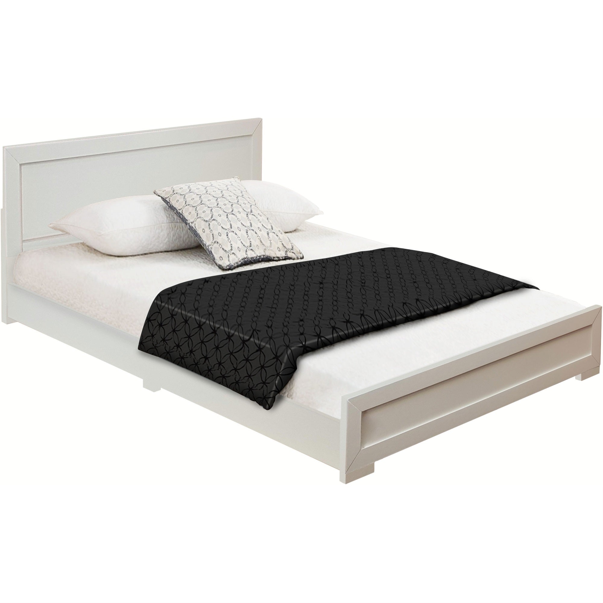 Trent Wooden Platform Bed In White, King