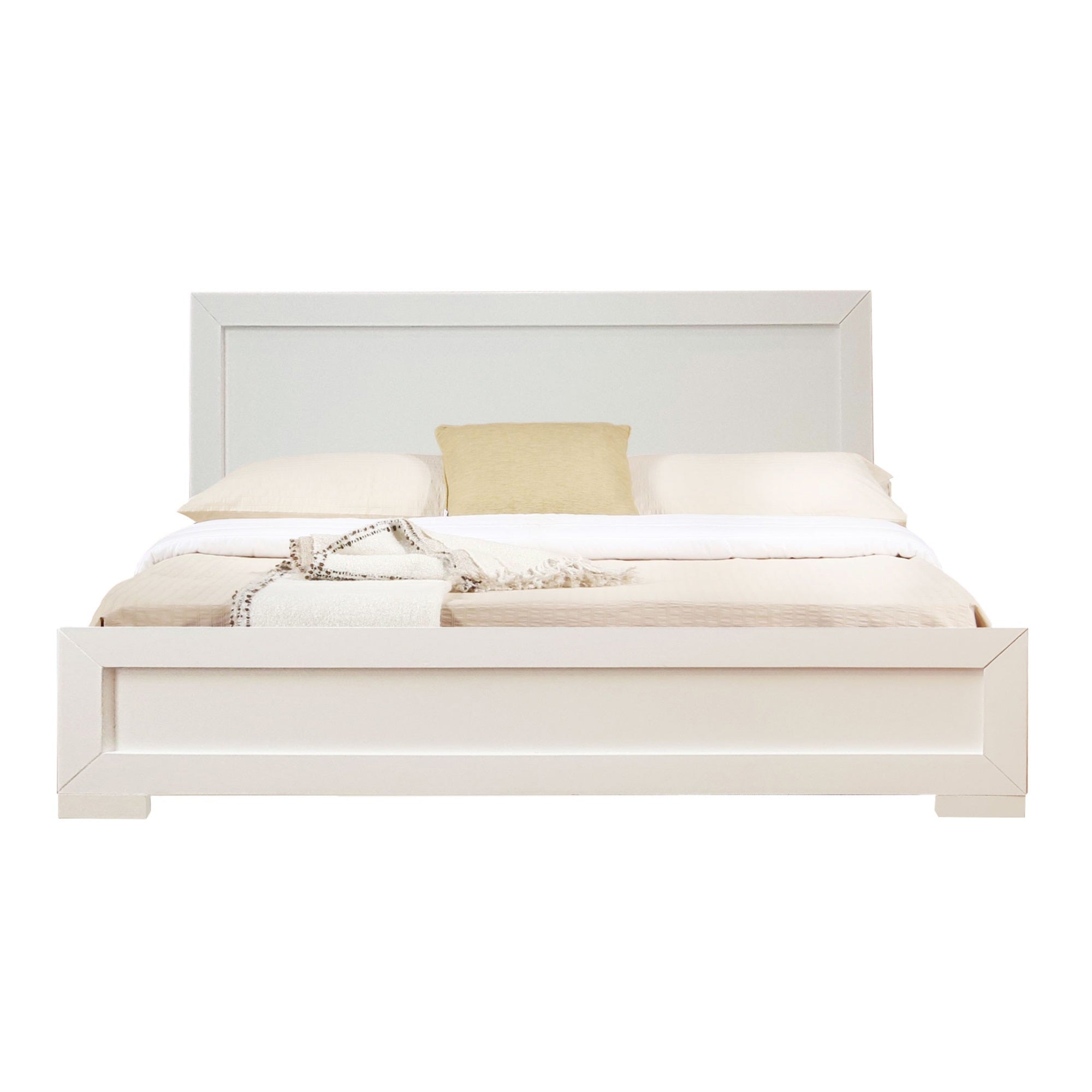 Trent Wooden Platform Bed In White, King