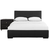 Hindes Upholstered Platform Bed, Black, King With 1 Nightstand