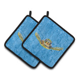 Caroline'S Treasures Turtle Pair Of Pot Holders 8653Pthd, 7.5Hx7.5W, Multicolor
