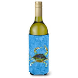Blue Crab On Blue Wine Bottle Beverage Insulator Beverage Insulator Hugger