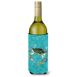 Blue Crab On Teal Wine Bottle Beverage Insulator Beverage Insulator Hugger