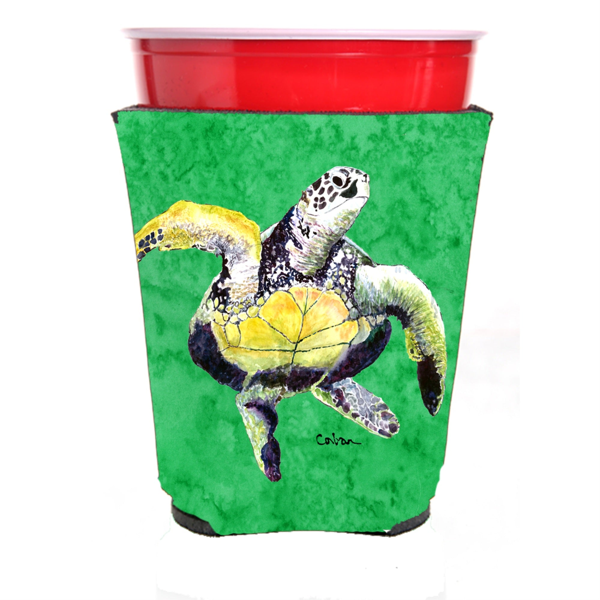Turtle Dancing Red Solo Cup Beverage Insulator Hugger