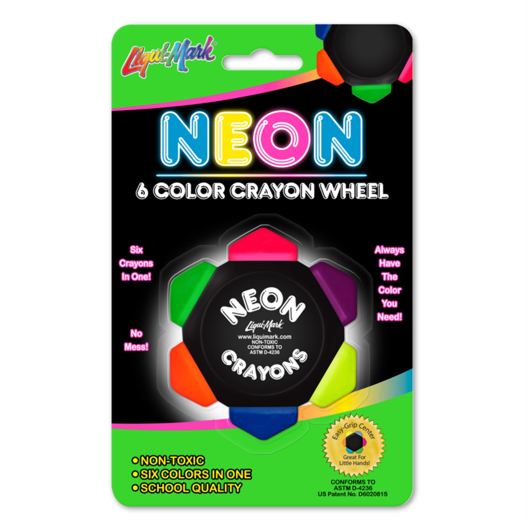 Neon 6 Color Crayon Wheel, Non- Toxic - Assorted Colors