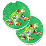 Caroline'S Treasures Frog Set Of 2 Cup Holder Car Coasters 8688Carc, 2.56, Multicolor