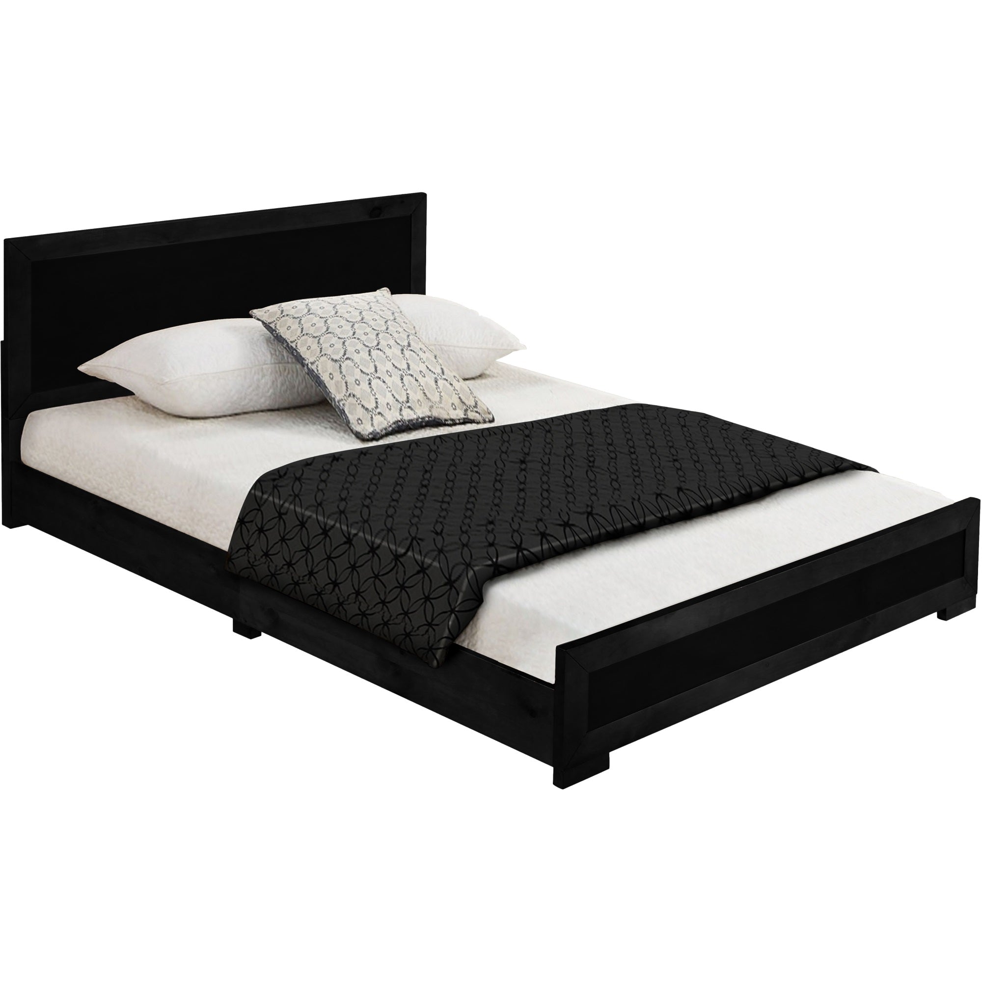 Trent Wooden Platform Bed In Black, Full