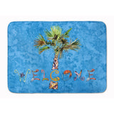 Caroline'S Treasures Welcome Palm Tree On Blue Floor Mat, 19 X 27, Multicolor
