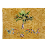 Caroline'S Treasures 8709Plmt Welcome Palm Tree On Gold Fabric Placemat, Multicolor