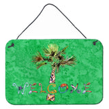 Caroline'S Treasures 8710Ds812 Welcome Palm Tree On Green Wall Or Door Hanging Prints, 8 X 12, Multicolor