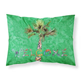Caroline'S Treasures 8710Pillowcase Welcome Palm Tree On Green Fabric Standard Pillowcase, Large, Multicolor