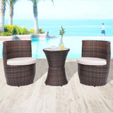 Vidaxl 3 Piece Bistro Set With Cushions Poly Rattan Brown -Used