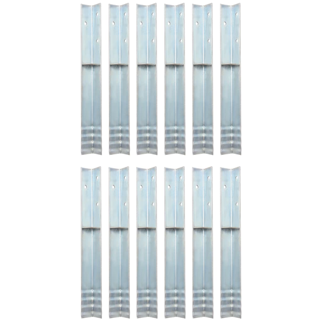 'Vidaxl 12 Pcs Galvanized Steel L-Shaped Ground Anchors - Sturdy, Easy-To-Install, Ideal For Play Towers And General Landscaping Uses