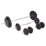 Vidaxl Barbell And Dumbbell Set - Versatile 198.4 Lb Weight Training Set, Adjustable Cement Plates, Full Home Gym Equipment, Includes Star Locks And Other Accessories