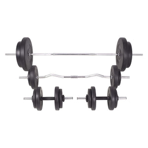 Vidaxl Barbell And Dumbbell Set - Versatile 198.4 Lb Weight Training Set, Adjustable Cement Plates, Full Home Gym Equipment, Includes Star Locks And Other Accessories