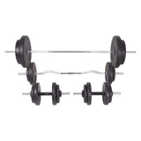 Vidaxl Barbell And Dumbbell Set - Versatile 198.4 Lb Weight Training Set, Adjustable Cement Plates, Full Home Gym Equipment, Includes Star Locks And Other Accessories