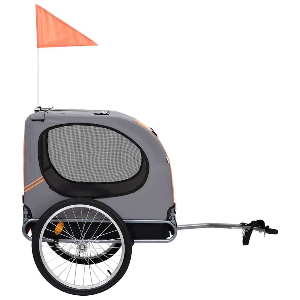 Vidaxl Dog Bike Trailer Orange And Gray