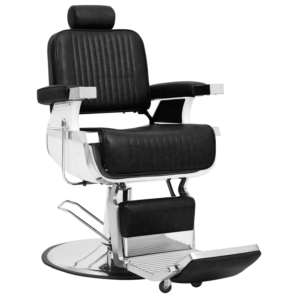 'Vidaxl Barber Chair - Rotatable Salon Seat With Adjustable Backrest And Headrest, Faux Leather Upholstered Cushioning, Ideal For Beauty Salons And Spas - Black