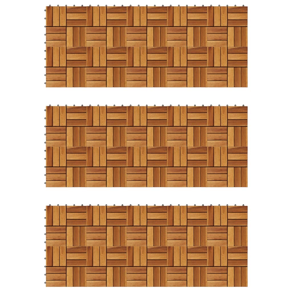 'Vidaxl Decking Tiles - Weather-Resistant Acacia Wood For Indoor Or Outdoor Use - Interlocking, Non-Skid, Easy Assembly, Set Of 30 - Brown