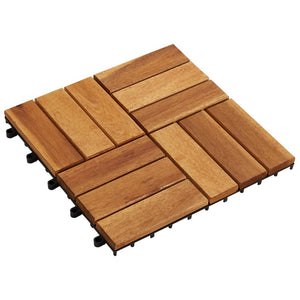 'Vidaxl Decking Tiles - Weather-Resistant Acacia Wood For Indoor Or Outdoor Use - Interlocking, Non-Skid, Easy Assembly, Set Of 30 - Brown
