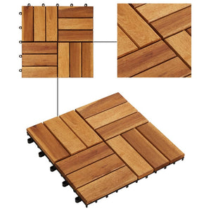 'Vidaxl Decking Tiles - Weather-Resistant Acacia Wood For Indoor Or Outdoor Use - Interlocking, Non-Skid, Easy Assembly, Set Of 30 - Brown