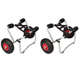 Vidaxl 2-Piece Set Aluminum Kayak Trolleys | Foldable Canoe Dolly Cart | Lightweight, Portable & Robust | Sea Or River Kayaking Accessories | Ideal For Sand And Gravel Terrains