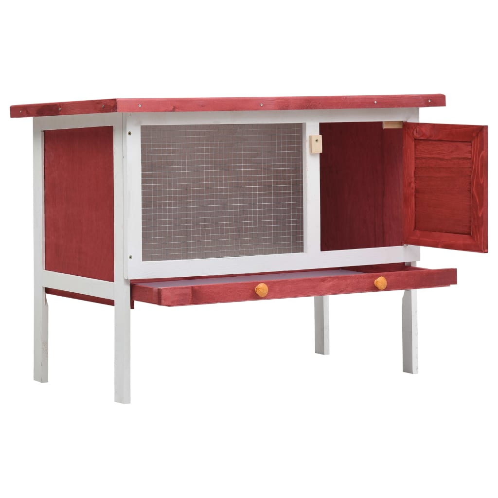 Vidaxl Outdoor Rabbit Hutch 1 Layer Red Wood