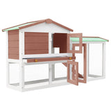 Vidaxl Rabbit Hutch, Bunny Cage With Pull Out Tray And Ladder, Rabbit Enclosure For Outdoor, Pet House For Small Animals, Brown And White Wood