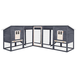 Vidaxl Outdoor Rabbit Hutch With Run Gray And White Solid Fir Wood