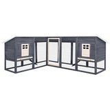 Vidaxl Outdoor Rabbit Hutch With Run Gray And White Solid Fir Wood