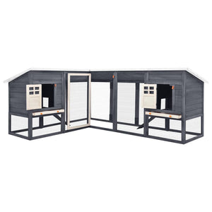 Vidaxl Outdoor Rabbit Hutch With Run Gray And White Solid Fir Wood
