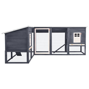 Vidaxl Outdoor Rabbit Hutch With Run Gray And White Solid Fir Wood