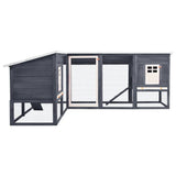 Vidaxl Outdoor Rabbit Hutch With Run Gray And White Solid Fir Wood
