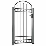 vidaXL Fence Gate with Arched Top and 2 Posts 41.3x80.3 Black