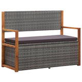 Vidaxl Storage Bench 43.3 Poly Rattan And Solid Acacia Wood Gray -Used