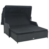 Vidaxl 2-Person Sun Lounger With Canopy Poly Rattan Black -Like New